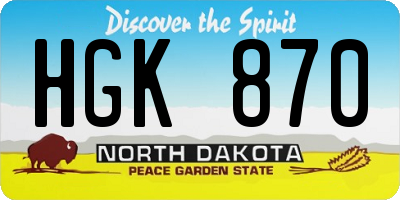 ND license plate HGK870