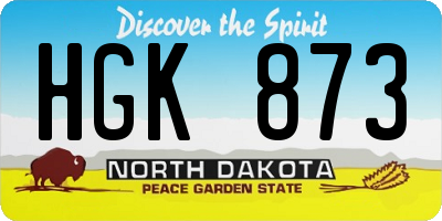 ND license plate HGK873