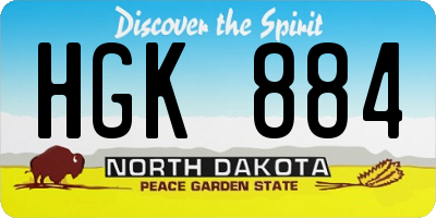 ND license plate HGK884