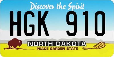 ND license plate HGK910