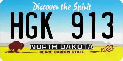ND license plate HGK913