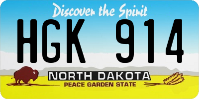 ND license plate HGK914