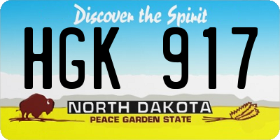 ND license plate HGK917