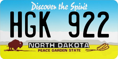 ND license plate HGK922