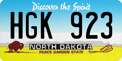 ND license plate HGK923
