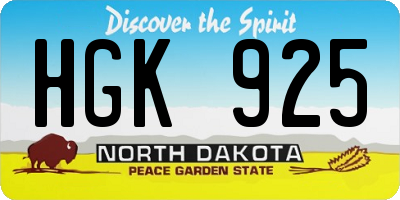 ND license plate HGK925