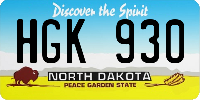 ND license plate HGK930