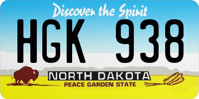 ND license plate HGK938