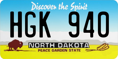 ND license plate HGK940