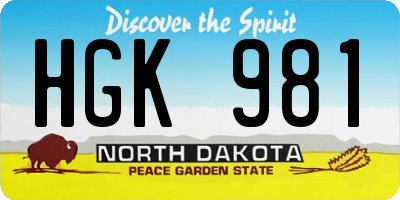 ND license plate HGK981