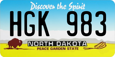 ND license plate HGK983