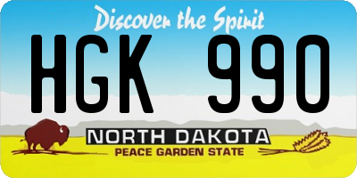 ND license plate HGK990