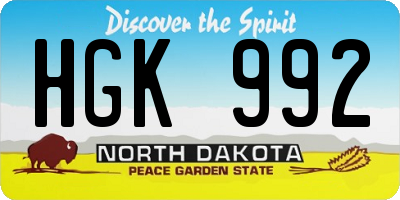 ND license plate HGK992