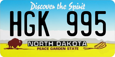 ND license plate HGK995