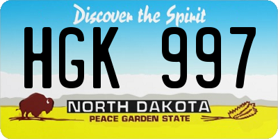 ND license plate HGK997