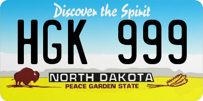 ND license plate HGK999