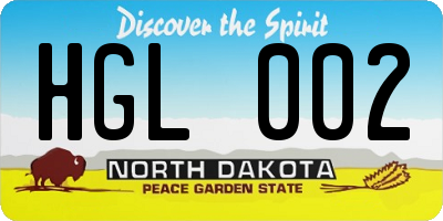 ND license plate HGL002