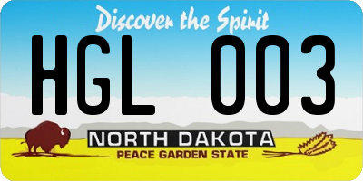 ND license plate HGL003