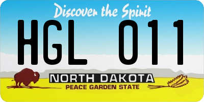 ND license plate HGL011