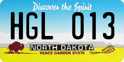 ND license plate HGL013