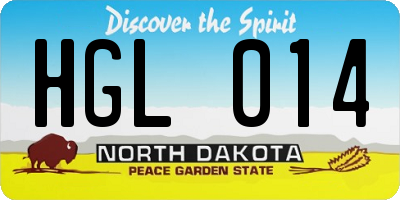 ND license plate HGL014