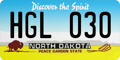 ND license plate HGL030
