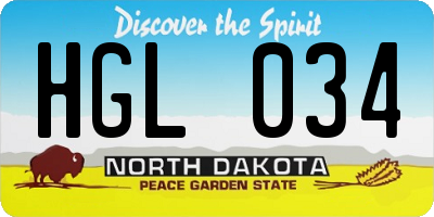 ND license plate HGL034