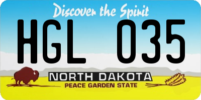 ND license plate HGL035