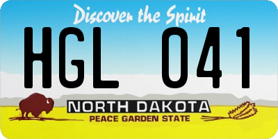 ND license plate HGL041