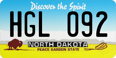 ND license plate HGL092