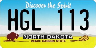 ND license plate HGL113