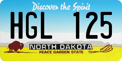 ND license plate HGL125