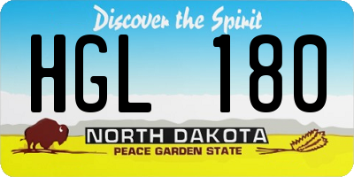 ND license plate HGL180