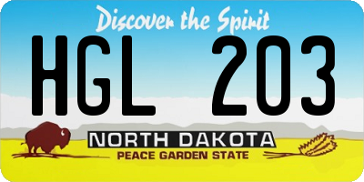 ND license plate HGL203