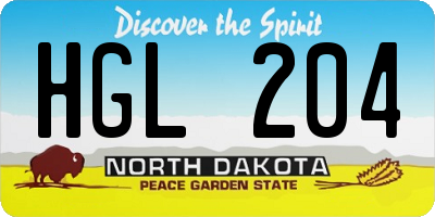 ND license plate HGL204
