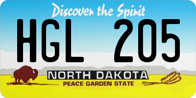 ND license plate HGL205