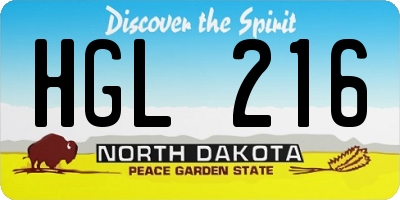ND license plate HGL216