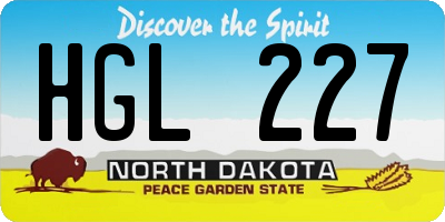 ND license plate HGL227
