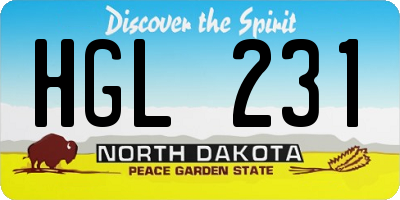 ND license plate HGL231