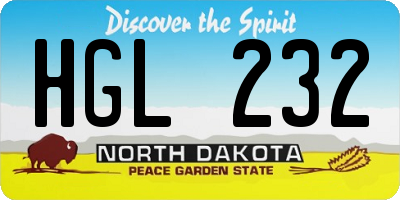 ND license plate HGL232