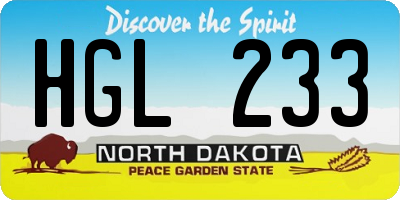 ND license plate HGL233