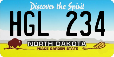 ND license plate HGL234