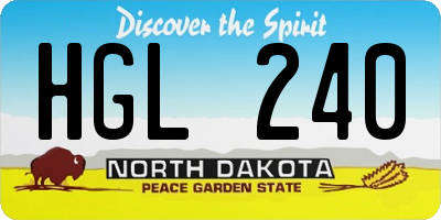 ND license plate HGL240