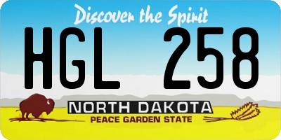 ND license plate HGL258