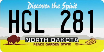 ND license plate HGL281