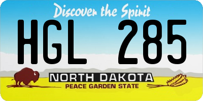 ND license plate HGL285