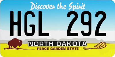 ND license plate HGL292