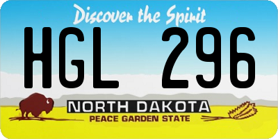 ND license plate HGL296