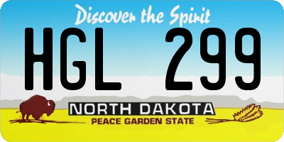 ND license plate HGL299