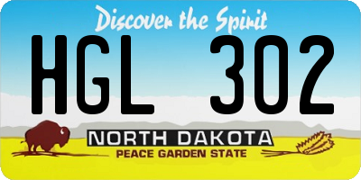 ND license plate HGL302